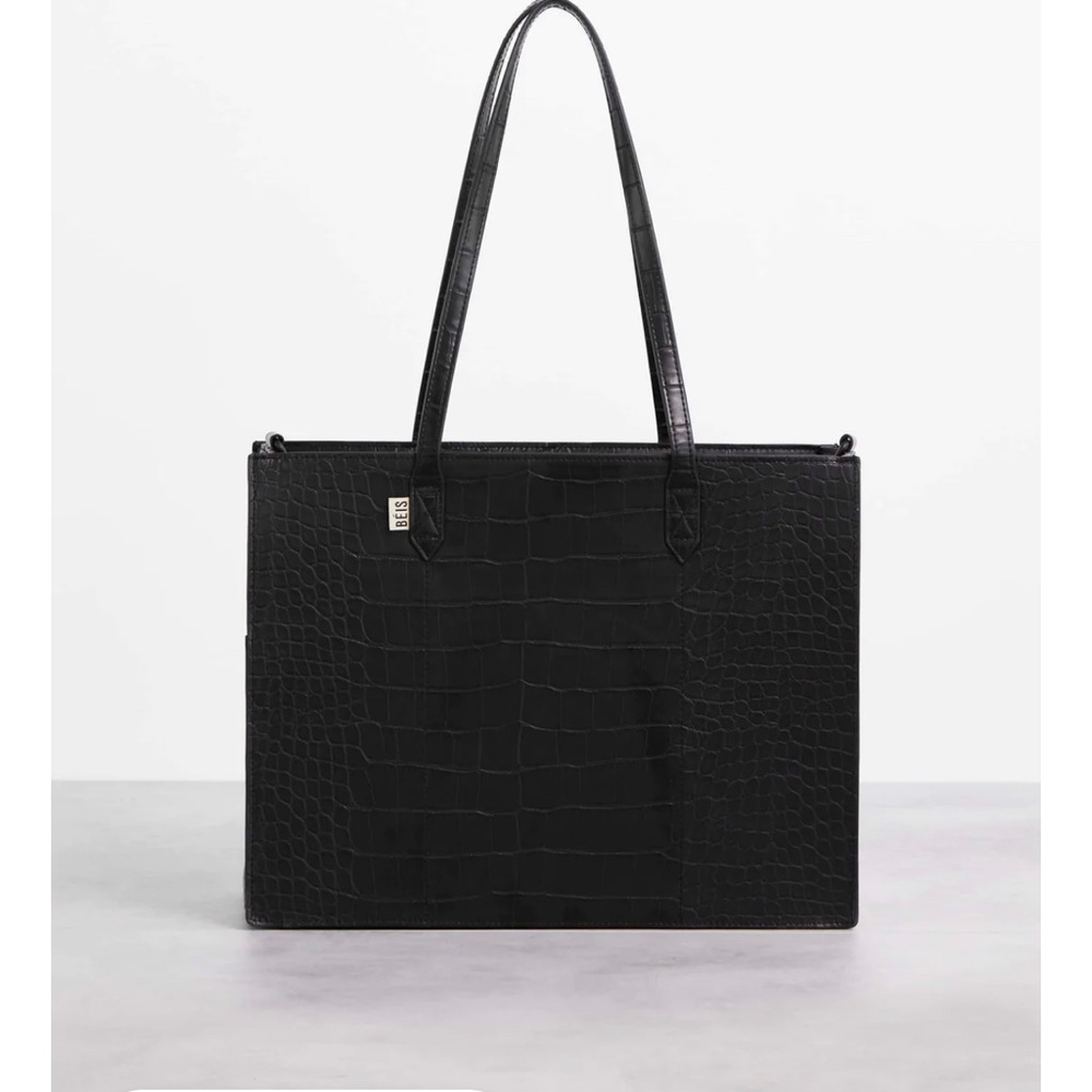 Beis work tote brand new in black croc. In packaging.